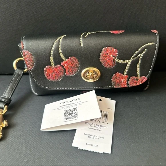 NWT coach!! Coach Black Cherry Sunglass Case cdd74 - Picture 3 of 7
